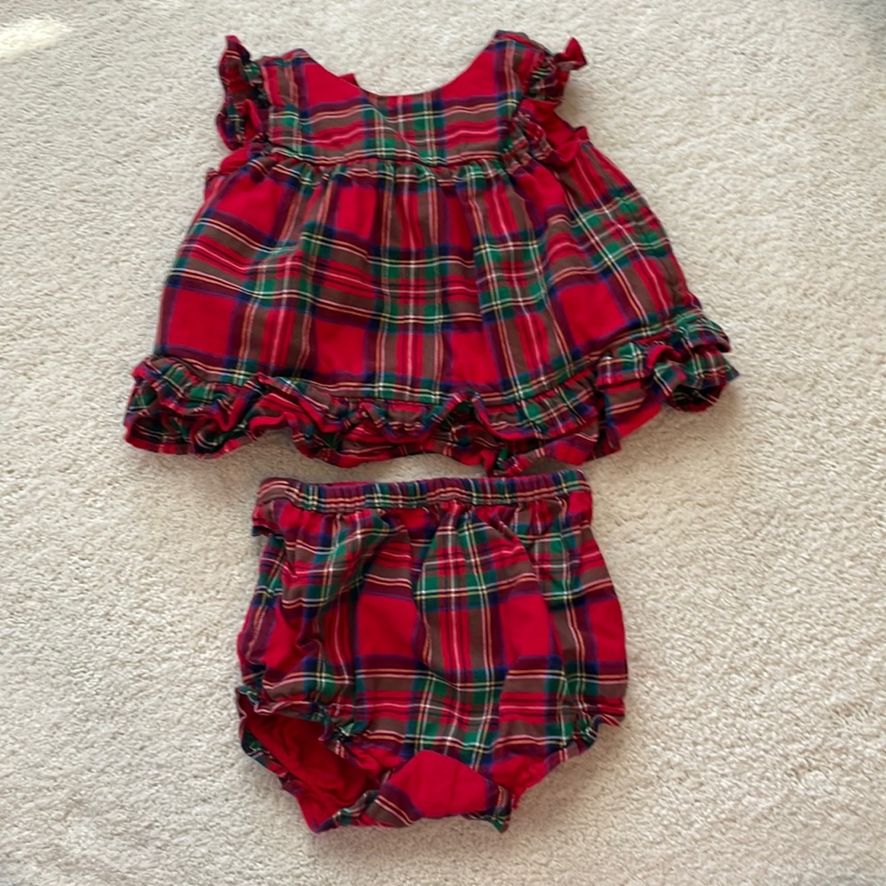 Janie and Jack Plaid Dress & Bloomers EUC
